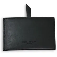 サンローラン Saint Laurent レザー カードケース 黒　タブ付　ロゴ