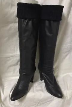 日本製 レザーロングブーツ 黒　アクアガールのサムネイル