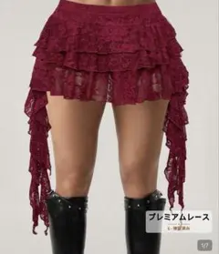 【未使用】SHEIN レース ミニスカート 赤 レッド インパン付