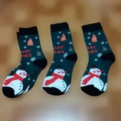 【まとめ売り】クリスマス柄ソックス⑤　雪だるま柄3足セット　新品未使用