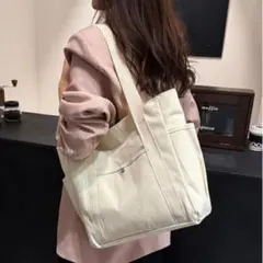 白 トートバッグ マザーズバッグ 鞄 カバン 大容量 無地 単色 キャンバス