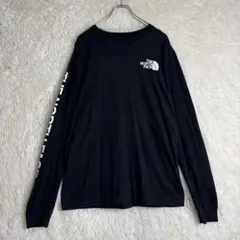 M　ロングTシャツ　ノースフェイス　黒　ワンポイントロゴ　袖ビッグロゴ
