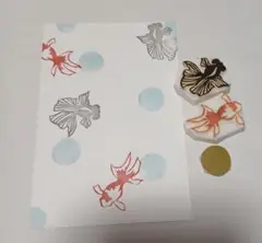 消しゴムはんこ　金魚　②