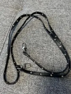 黒レザー スタッズ付きショルダーストラップ