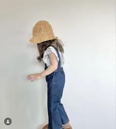 フレアデニム オーバーオール 120 インディゴ 韓国子供服 脚長 サロペット