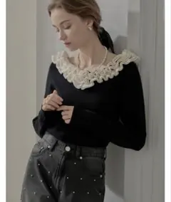 Re:EDIT フリルVネックニットトップス