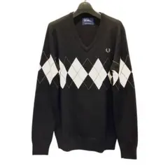 フレッドペリー 長袖 ニット アーガイル メンズ S Sサイズ 黒