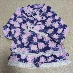 【美品】花柄レース付き甚平 100cm
