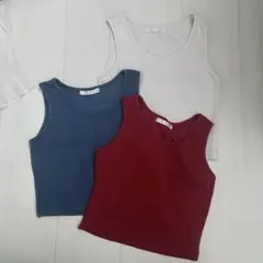 SPINNS スピンズ タンクトップ 3枚セット まとめ売り インナー 白 赤青