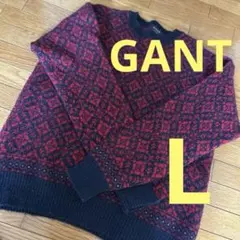 メンズ　セーター　　Lサイズ　　エンジン＆ネイビー　　編み込み模様