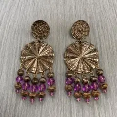 ヴィンテージ　ドロップデザインピアス