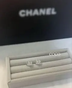 CCロゴマーク ヴィンテージ ピアス シルバーフープキラキラ