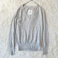 The Virgnia シルク混 Vネックニット M グレー 薄手 上品 春秋