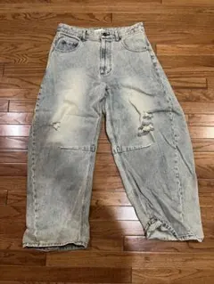 ダメージデニム ワイド デニム