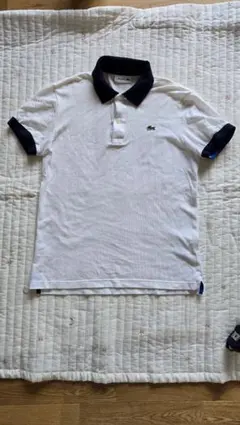 【美品】LACOSTE ホワイト ネイビー ポロシャツ S
