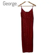 【美品】George. 赤 スパンコール キャミドレス UK12【Lサイズ】