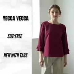 【新品タグ付】YECCA VECCA 袖リボン デザインブラウス ワイン Fのサムネイル