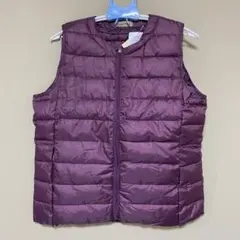 レディース ダウンベスト M-L ベスト アウター 上着 軽量 防寒 パープル