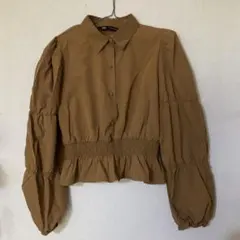 ZARA ブラウン シャーリングシャツ M