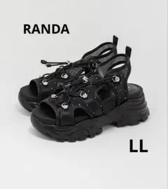 RANDA ビジューパーツシアースポーツサンダル ＬL ブラック　訳ありのサムネイル