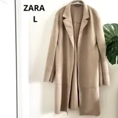 【美品】ZARA ジャケット　フェイクスエードコート XLサイズ　ベージュ