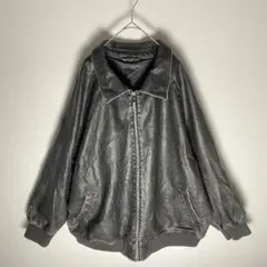 オーバーサイズ フェイクレザー ボンバージャケット 黒 2XL 引き手代替パーツ