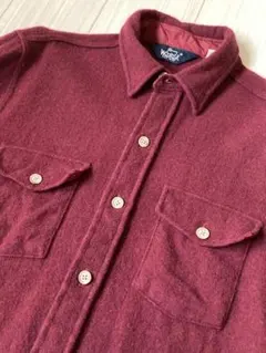 80s USA製 Woolrich ウールCPOシャツ L バーガンディ 赤紫