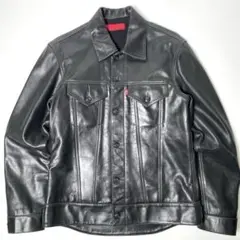 【牛革】リーバイス レザージャケット 黒 L Gジャン 3rd レッドタブ