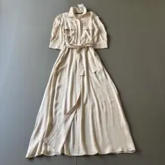 【新品未使用】ザラ　ウエストリボン　ロングギャザーシャツワンピース　XS