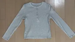 UNIQLO リブヘンリーネック Tシャツ XL グレー（新品 即出荷可能です）