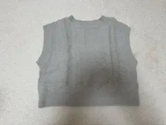 グレーベージュヘリンボーン柄 ニットベスト