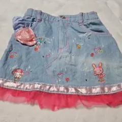 メゾピアノ】レア/平成レトロ/刺繍スカート/ピンク/ミミポポちゃん