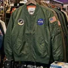 Lサイズ MA-1 フライトジャケット NASA100回記念ワッペン カーキ