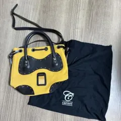 carnet ハンドバッグ イエロー/ブラウン 収納袋付き