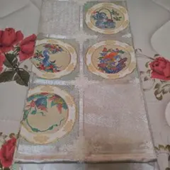 様々な花の窓の柄 袋帯（薄め）