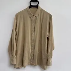 長袖シャツ ベージュ 麻混 サイズSのサムネイル