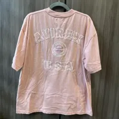 AVIREX 半袖 Tシャツ ピンク 刺繍ロゴ オーバーサイズのサムネイル