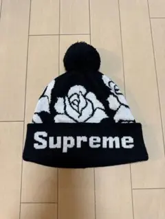Supreme ニット帽 バラ柄 ビーニー 黒・白 色違いとのセット売 可
