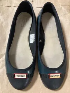 HUNTER ネイビー フラットシューズ　バレエシューズ　レインシューズ