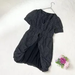 rienda リエンダ　ドット柄ひざ丈ワンピース　バルーンスカート