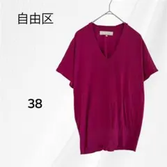 ☆ 自由区 オンワード樫山 半袖ニット Vネック　M 38 ピンク