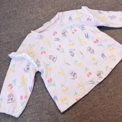 アンパンマン 花柄 90 トレーナー 総柄 フリル ピンク