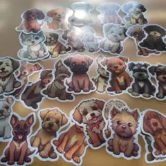新品未使用で可愛い犬のイラストステッカーセット30枚です