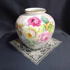 オールドノリタケ・木村義一〈薔薇〉図案花瓶（訳あり）のサムネイル