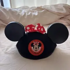 【美品】ミニーマウス 耳付き帽子 キャップ　被り物　イヤーハット