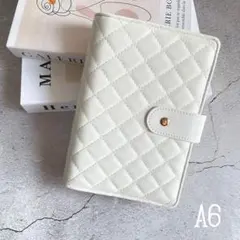 バインダー　キルティング　A6 マカロン　saving 貯金　家計管理　ホワイト