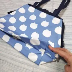 新品 定価税込5377円 フェリシモ 猫部 がま口バッグ 水色 ドクターバッグ