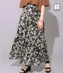 最終値下げ‼️【新品タグ付き】完売‼️モノトーンプリントティアードスカート