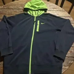Nikeナイキフードパーカー ジャージスウェットブラック/ライムグリーンMサイズ