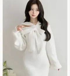 darich フーディーオフショルニットミニワンピース